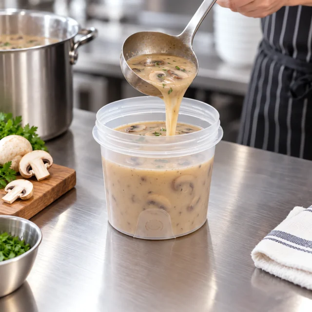 Twist-lid round bowls food application