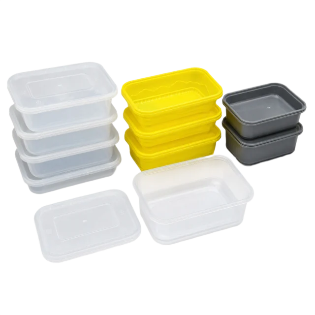 Rectangular food containers in different colors