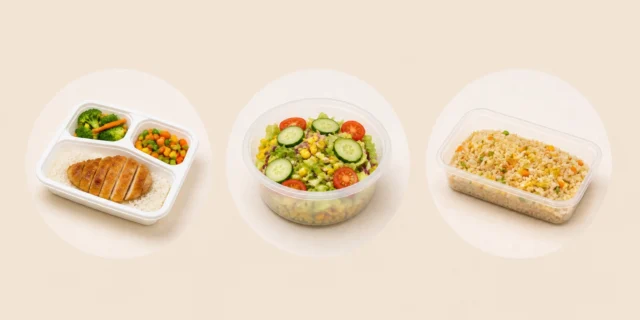 Three meal formats in existing food containers